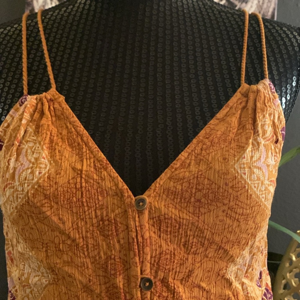 Xhilaration Printed Crinkle Button-front Jumpsuit - Picture 2 of 6